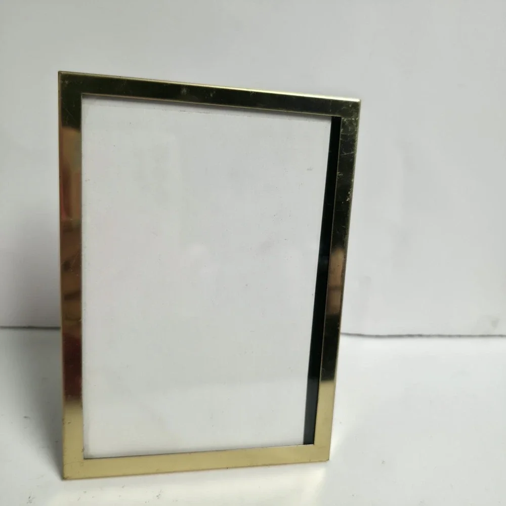 Vintage Brass Gold Metal Picture Frame 5x7 Tabletop Modern MCM Photo Art Display